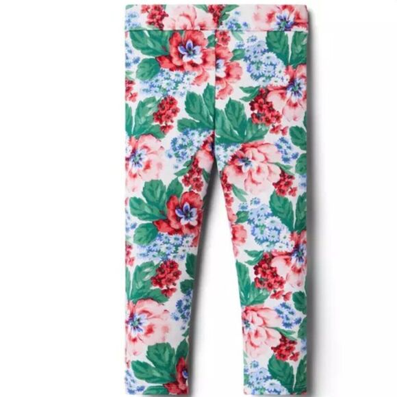 Janie and Jack 100048864 Floral Ponte Pant White Red and Green NWT - Picture 2 of 9